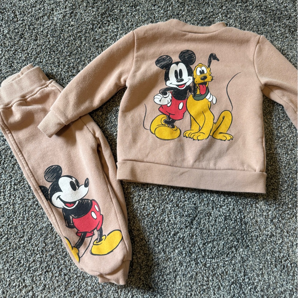 Disney Kids Tan Mickey Mouse Jogger Set